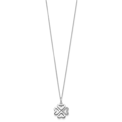 Sterlingsilber Zirkonia 4-leaf Klee Halskette