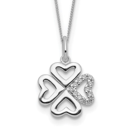 Sterlingsilber Zirkonia 4-leaf Klee Halskette