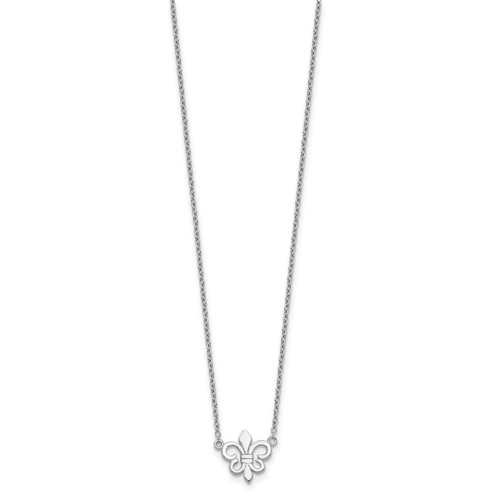 Sterlingsilber Rhodiniert Fleur De Lis mit 1 Zoll Verlängerung Halskette