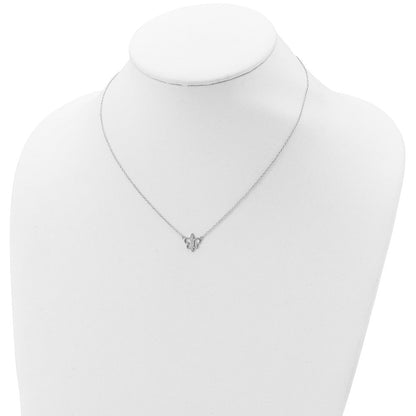 Sterlingsilber Rhodiniert Fleur De Lis mit 1 Zoll Verlängerung Halskette