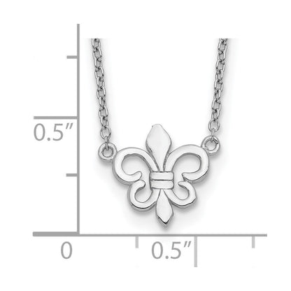 Sterlingsilber Rhodiniert Fleur De Lis mit 1 Zoll Verlängerung Halskette
