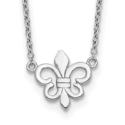 Sterlingsilber Rhodiniert Fleur De Lis mit 1 Zoll Verlängerung Halskette