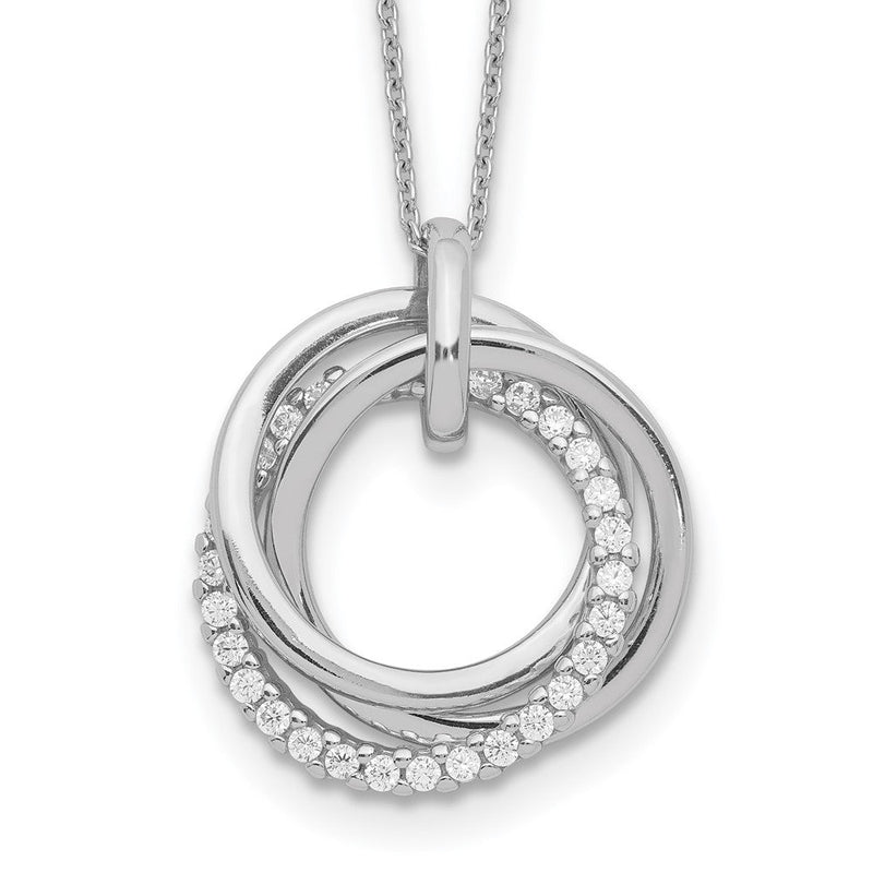 Sterlingsilber Rhodiniert Fantasie Zirkonia Halskette mit 2 Zoll Verlängerung.