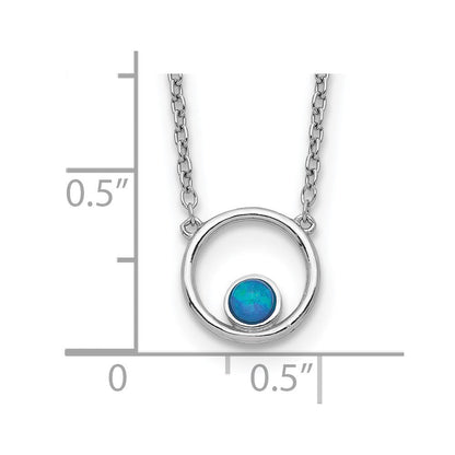 Sterlingsilber Rhodiniert Erzeugt Opal Kreis mit 2 Zoll Verlängerung. Halskette