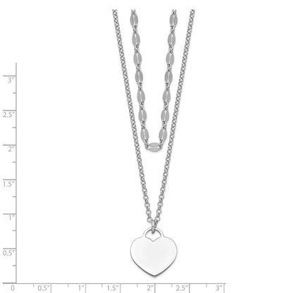 Sterlingsilber Rhodiniert 2-strand Herz mit 4 Zoll Verlängerung Choker Halskette