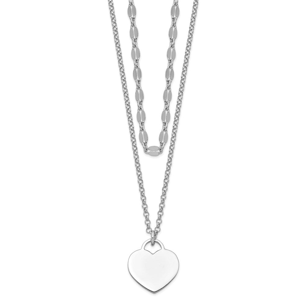 Sterlingsilber Rhodiniert 2-strand Herz mit 4 Zoll Verlängerung Choker Halskette