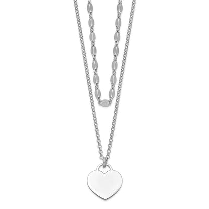 Sterlingsilber Rhodiniert 2-strand Herz mit 4 Zoll Verlängerung Choker Halskette