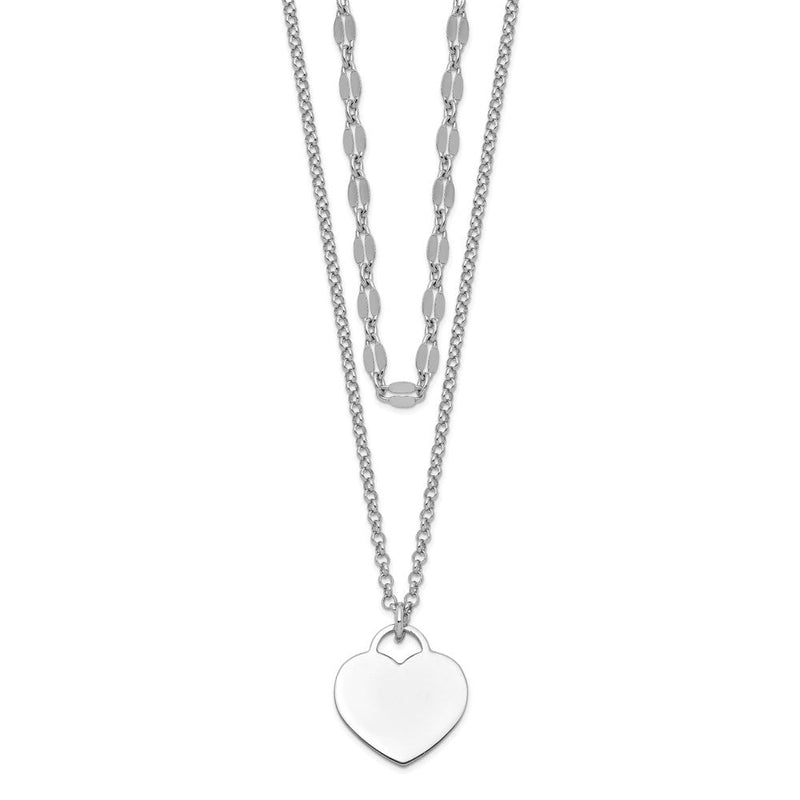 Sterlingsilber Rhodiniert 2-strand Herz mit 4 Zoll Verlängerung Choker Halskette