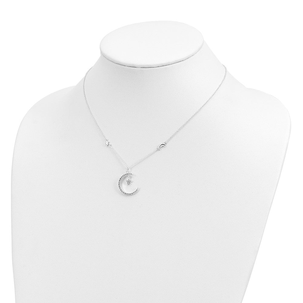 Sterlingsilber Zirkonia Mond und Stern Halskette
