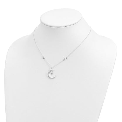 Sterlingsilber Zirkonia Mond und Stern Halskette