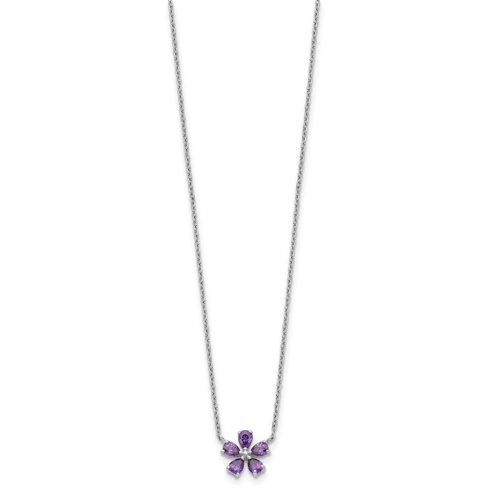 Sterlingsilber Lila Zirkonia Blume Halskette