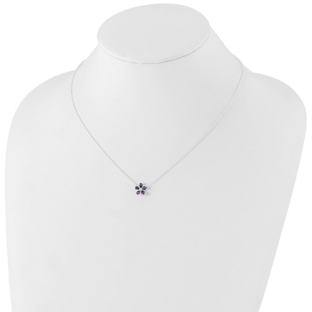 Sterlingsilber Lila Zirkonia Blume Halskette