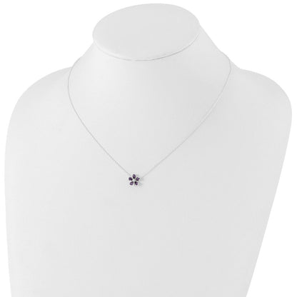 Sterlingsilber Lila Zirkonia Blume Halskette