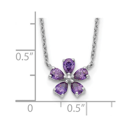 Sterlingsilber Lila Zirkonia Blume Halskette