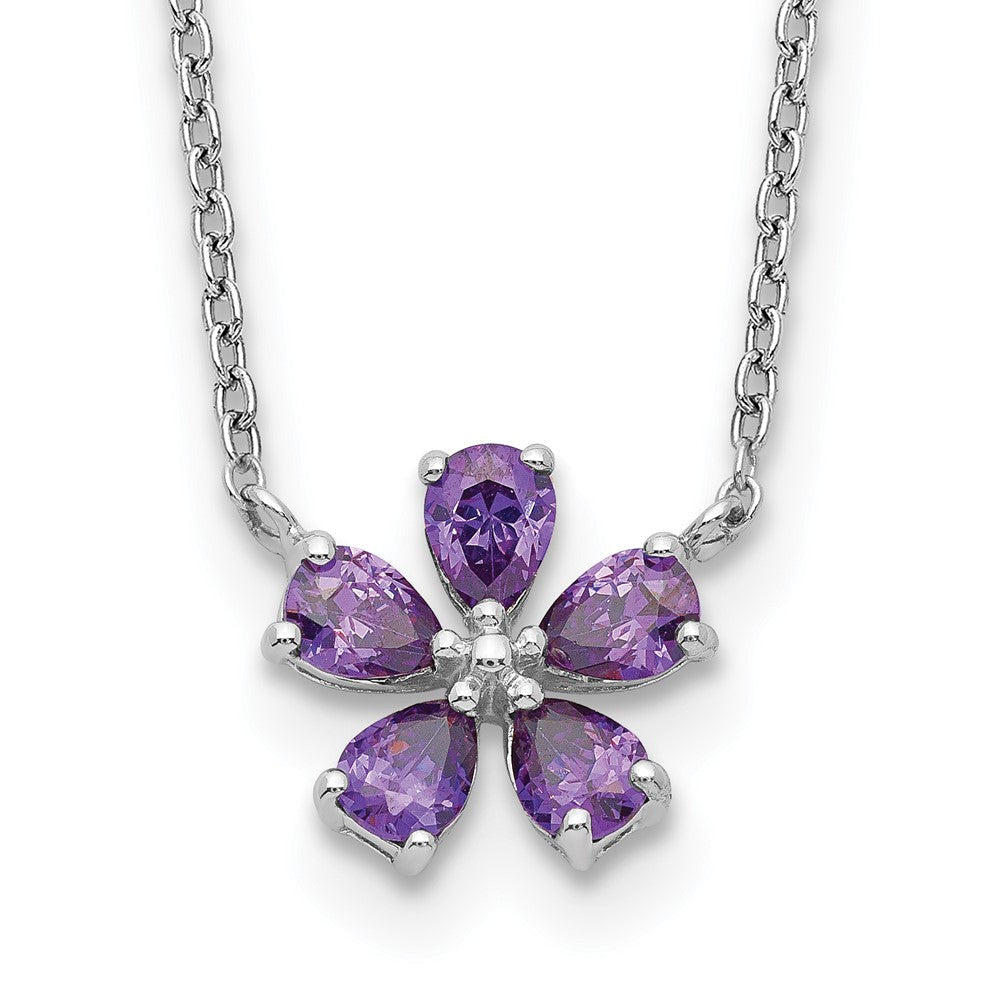 Sterlingsilber Lila Zirkonia Blume Halskette