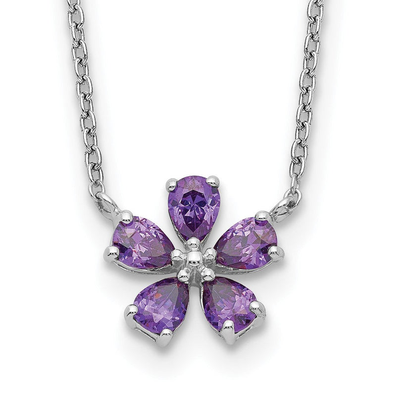 Sterlingsilber Lila Zirkonia Blume Halskette