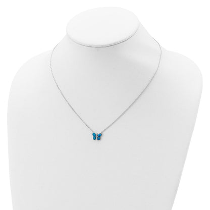 Sterlingsilber Rhodiniert Erzeugt Opal Schmetterling Einlage Halskette