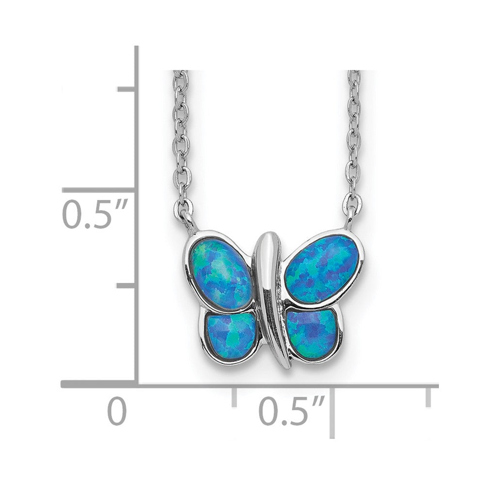 Sterlingsilber Rhodiniert Erzeugt Opal Schmetterling Einlage Halskette