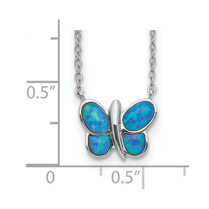 Sterlingsilber Rhodiniert Erzeugt Opal Schmetterling Einlage Halskette