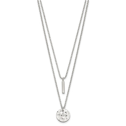 Sterlingsilber 2-strand Gehämmert Kreis und Stab Halskette