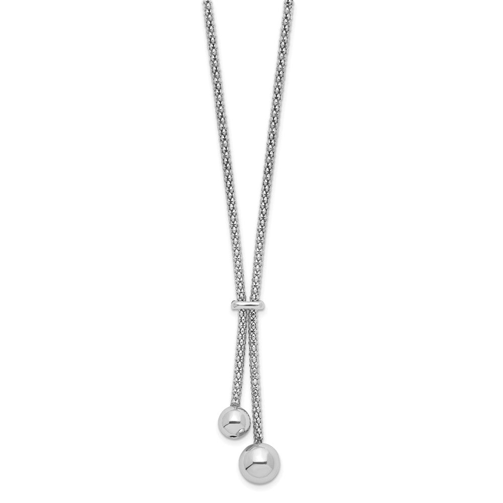 Sterlingsilber Rhodiniert Diamantiert mit 1.5 Zoll Verlängerung. 2-bead Y-necklace