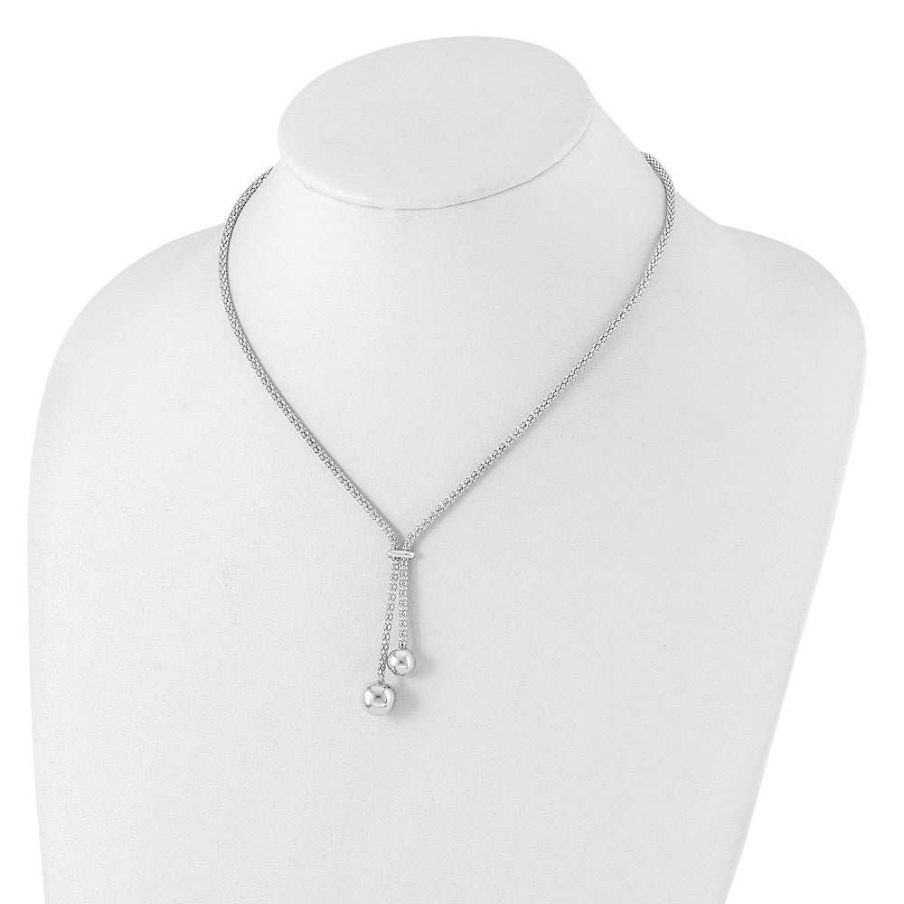 Sterlingsilber Rhodiniert Diamantiert mit 1.5 Zoll Verlängerung. 2-bead Y-necklace