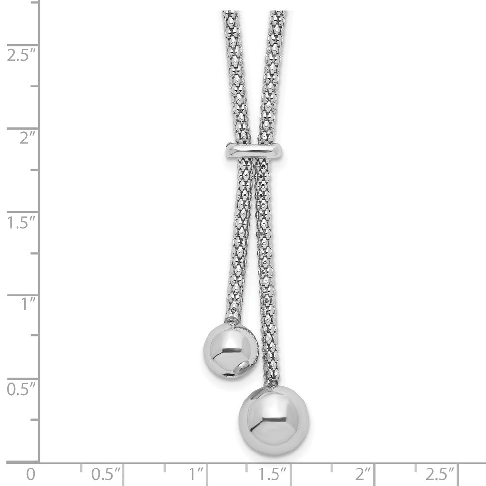 Sterlingsilber Rhodiniert Diamantiert mit 1.5 Zoll Verlängerung. 2-bead Y-necklace