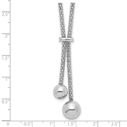 Sterlingsilber Rhodiniert Diamantiert mit 1.5 Zoll Verlängerung. 2-bead Y-necklace