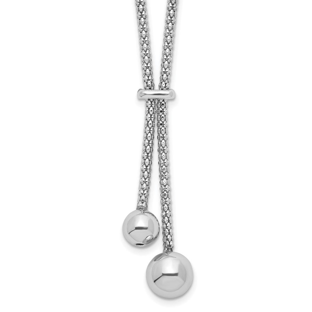 Sterlingsilber Rhodiniert Diamantiert mit 1.5 Zoll Verlängerung. 2-bead Y-necklace