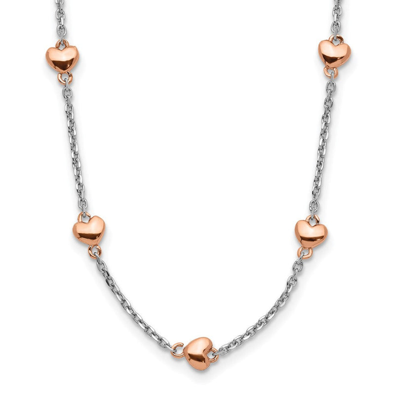 Sterlingsilber Rhodiniert Roségold -beschichtet 7-heart 1.5 Zoll Verlängerung. Halskette