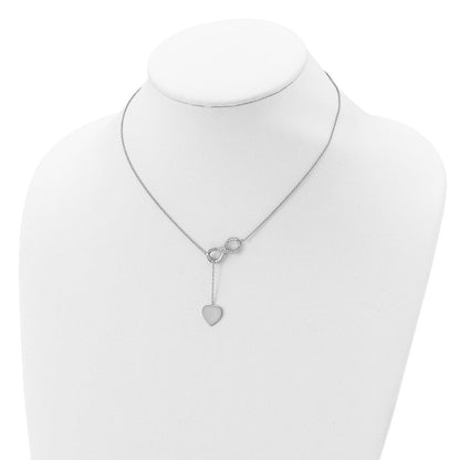 Sterlingsilber Rhodiniert Zirkonia Unendlichkeit/heart mit 2 Zoll Verlängerung. Y-necklace