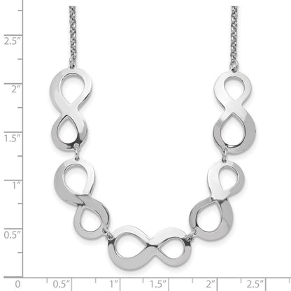 Sterlingsilber Rhodiniert Unendlichkeit mit 2 Zoll. Verlängerung. Halskette