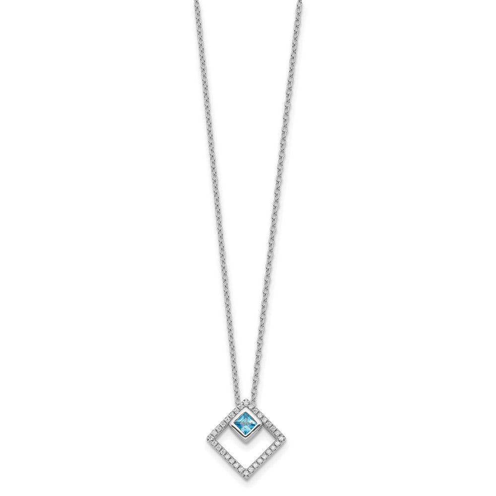 Sterlingsilber Rhodiniert 5mm Zirkonia und Spinell mit 1 Zoll. Verlängerung. Halskette
