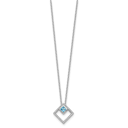 Sterlingsilber Rhodiniert 5mm Zirkonia und Spinell mit 1 Zoll. Verlängerung. Halskette