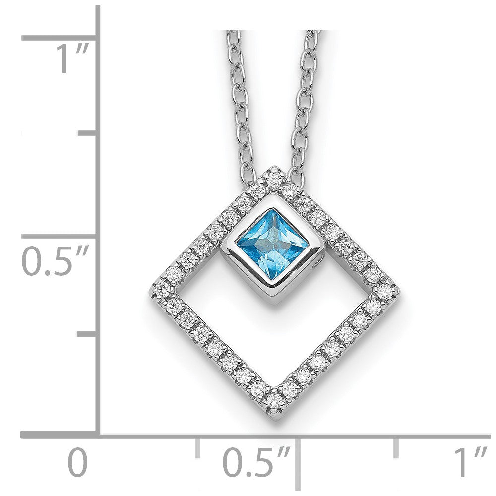 Sterlingsilber Rhodiniert 5mm Zirkonia und Spinell mit 1 Zoll. Verlängerung. Halskette