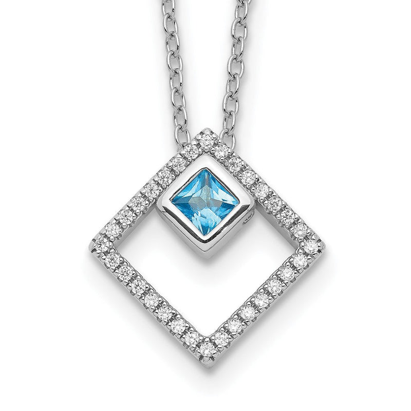 Sterlingsilber Rhodiniert 5mm Zirkonia und Spinell mit 1 Zoll. Verlängerung. Halskette