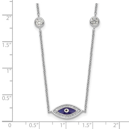 Sterlingsilber Rhodiniert Emailliert Zirkonia Böse Auge Halskette