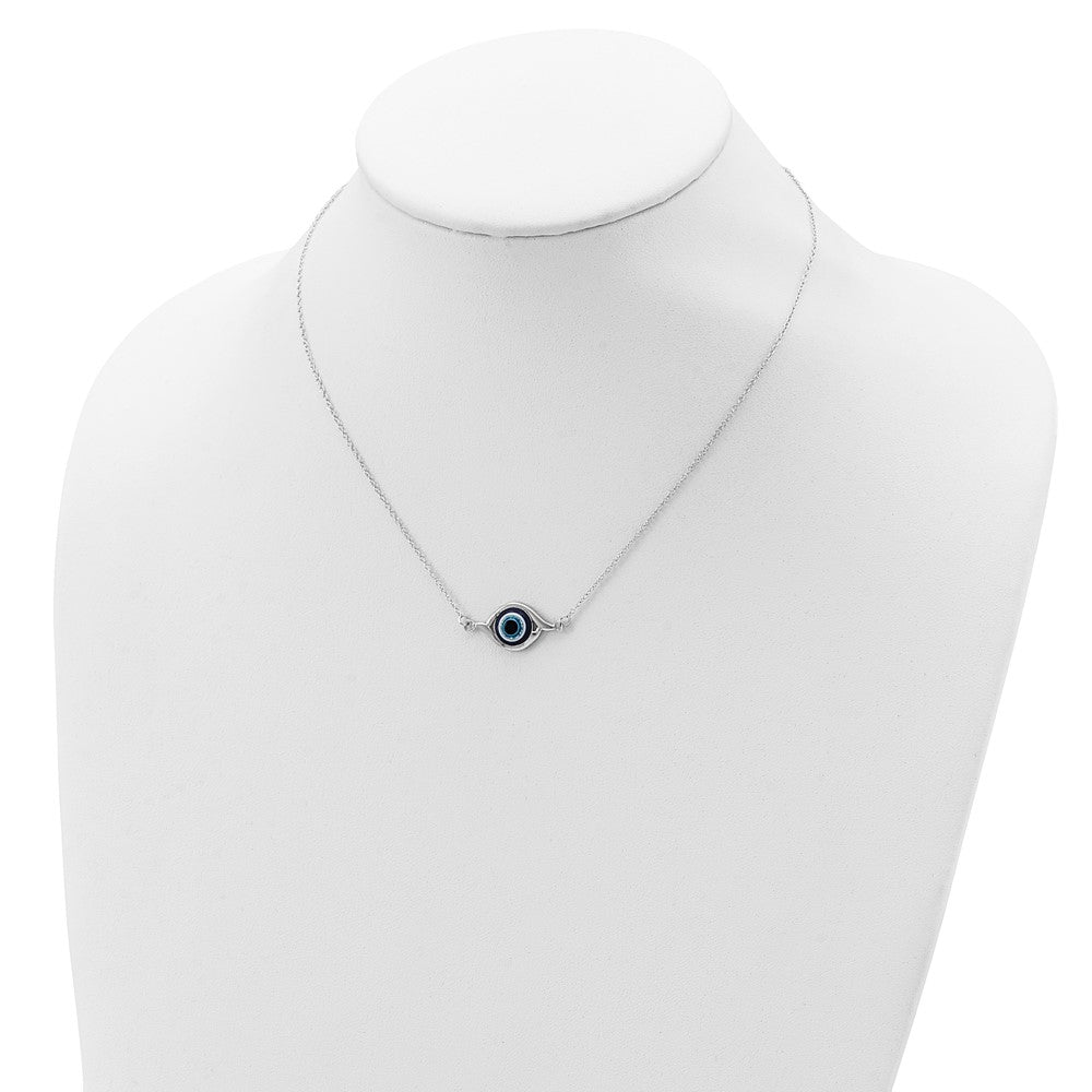 Sterlingsilber Rhodiniert Glas mit 2 Zoll Verlängerung Auge Halskette