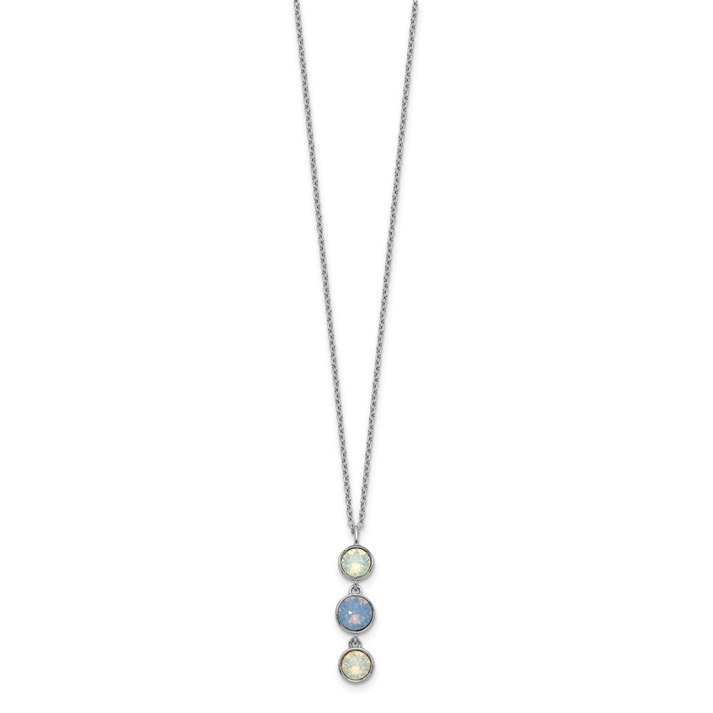 Sterlingsilber Rhodiniert Blau und Weiß Kristall mit 2 Zoll Verlängerung Halskette