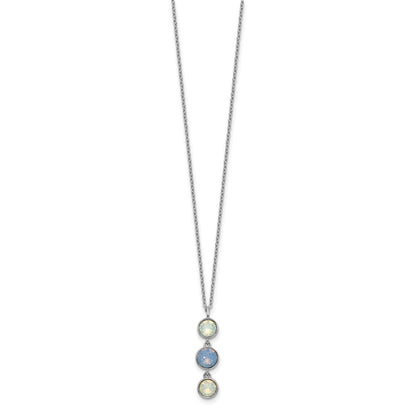 Sterlingsilber Rhodiniert Blau und Weiß Kristall mit 2 Zoll Verlängerung Halskette