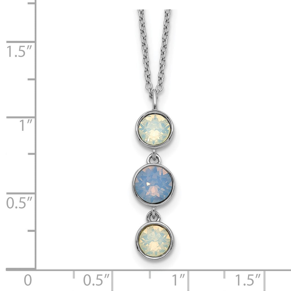 Sterlingsilber Rhodiniert Blau und Weiß Kristall mit 2 Zoll Verlängerung Halskette