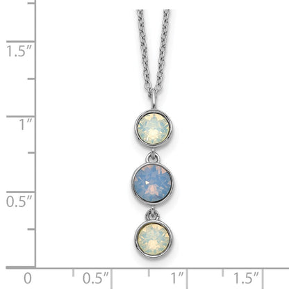 Sterlingsilber Rhodiniert Blau und Weiß Kristall mit 2 Zoll Verlängerung Halskette