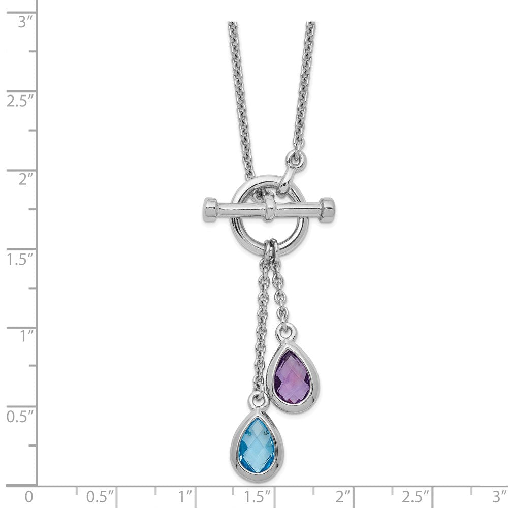 Sterlingsilber Rhod-plat Amethyst und Licht Schweizer Blautopas Halskette