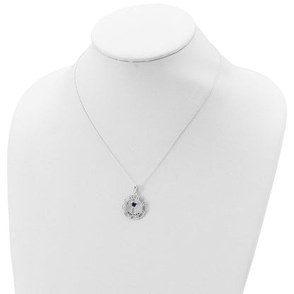 Sterlingsilber Emailliert Blau & Klar Zirkonia Kreuz Halskette