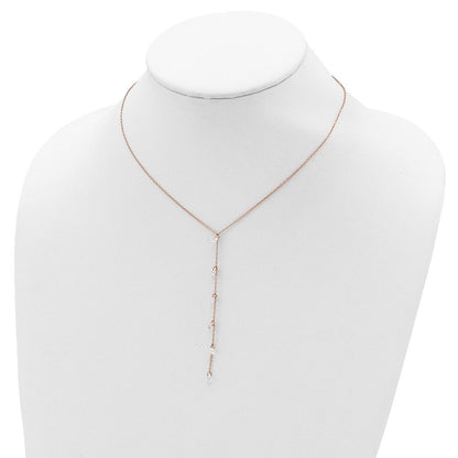 Sterlingsilber Roséfarben Zirkonia Hängend mit 2 Zoll Verlängerung. Halskette