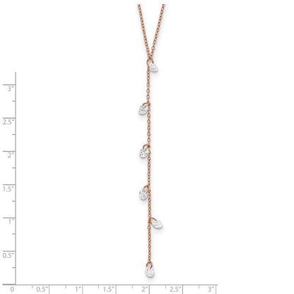 Sterlingsilber Roséfarben Zirkonia Hängend mit 2 Zoll Verlängerung. Halskette