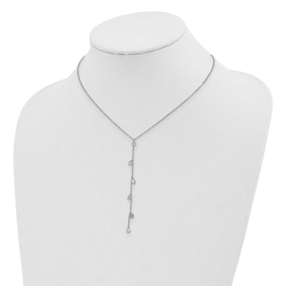 Sterlingsilber Rhodiniert Zirkonia Hängend mit 2 Zoll Verlängerung. Halskette