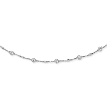 Sterlingsilber Rhodiniert Weiß Topas Station Halskette