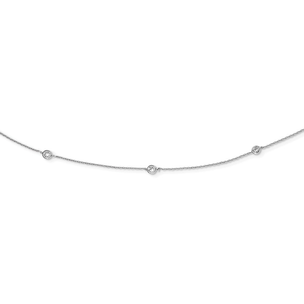 Sterlingsilber Rhodiniert Zirkonia 15-station Halskette