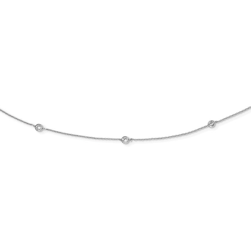 Sterlingsilber Rhodiniert Zirkonia 15-station Halskette